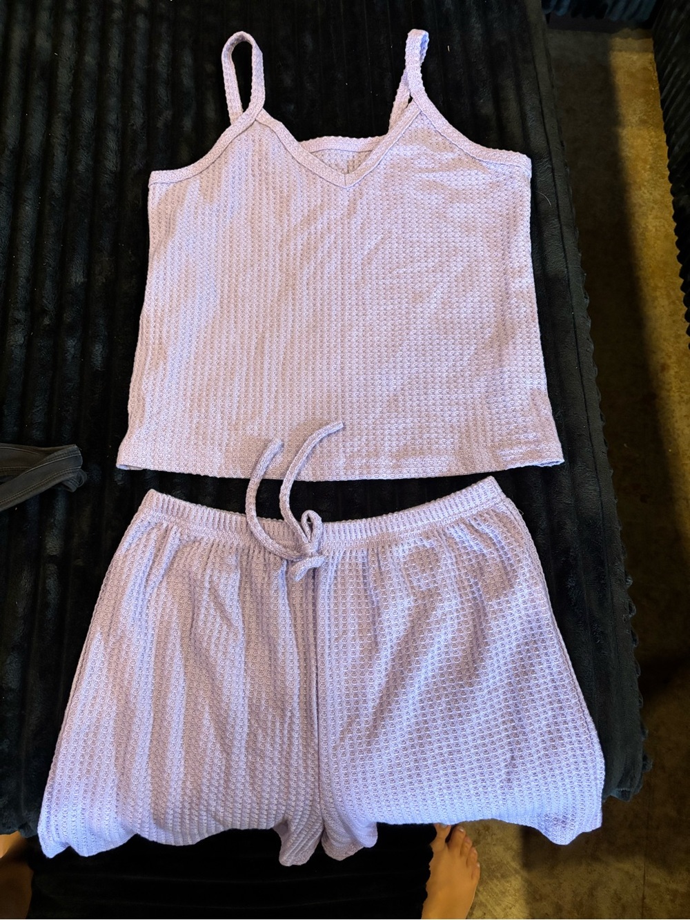 Women’s Lavender Waffle Knit Cami & Shorts Set